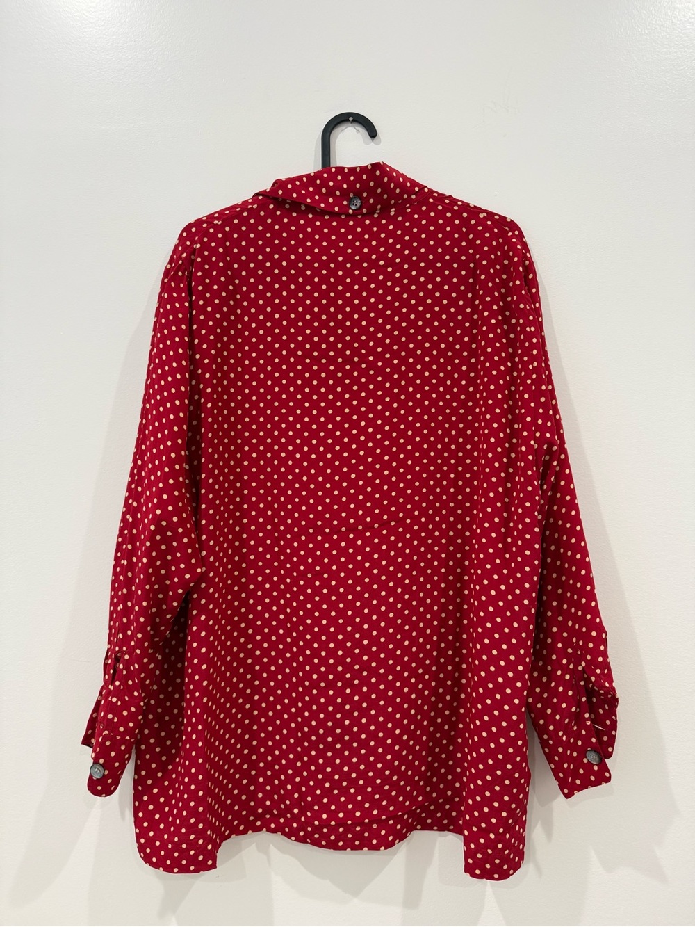 Talbots Red Polka Dot Ruffle Button-Front Blouse - Picture 2 of 4